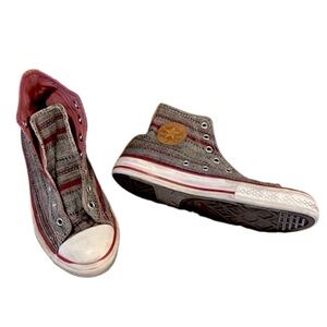 Converse Hightop Striped Denim Suede Rubber Toe Sneakers Sz 4